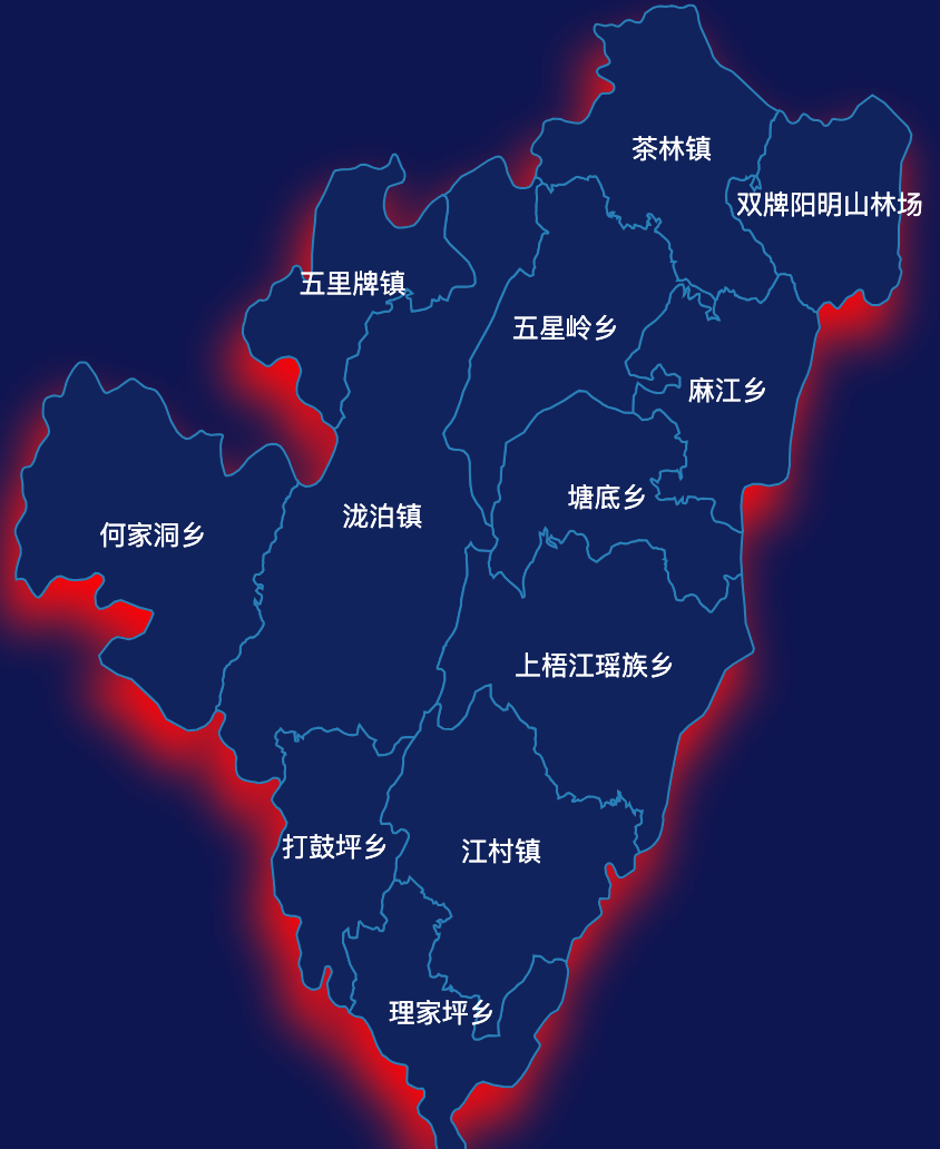 echarts永州市双牌县geoJson地图阴影