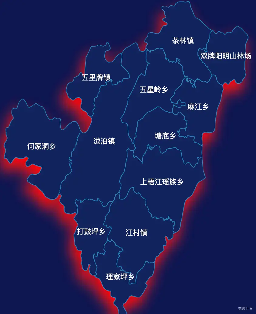 echarts永州市双牌县geoJson地图阴影