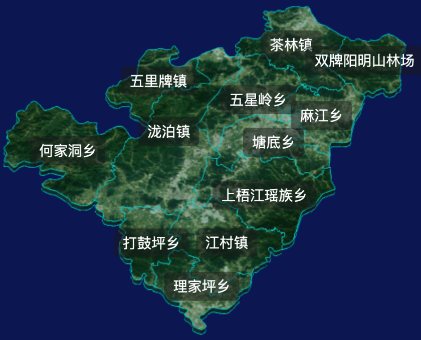 threejs永州市双牌县geoJson地图3d地图css2d标签
