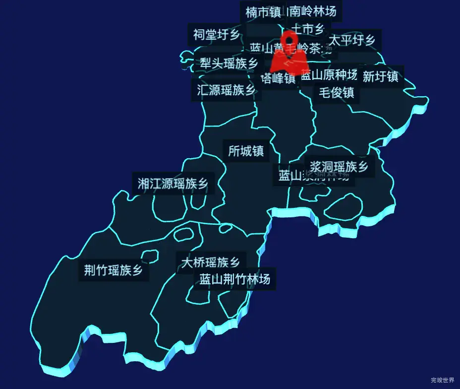 echarts永州市蓝山县geoJson地图3d地图自定义图标