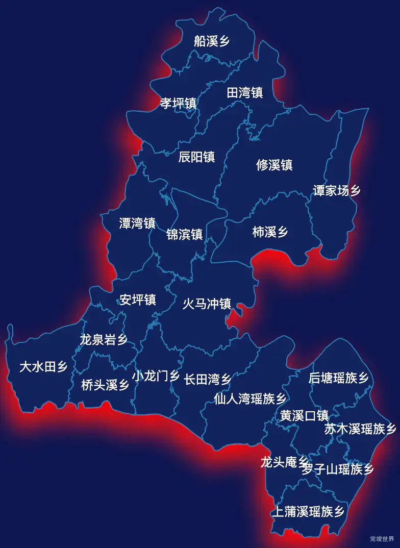 echarts怀化市辰溪县geoJson地图阴影