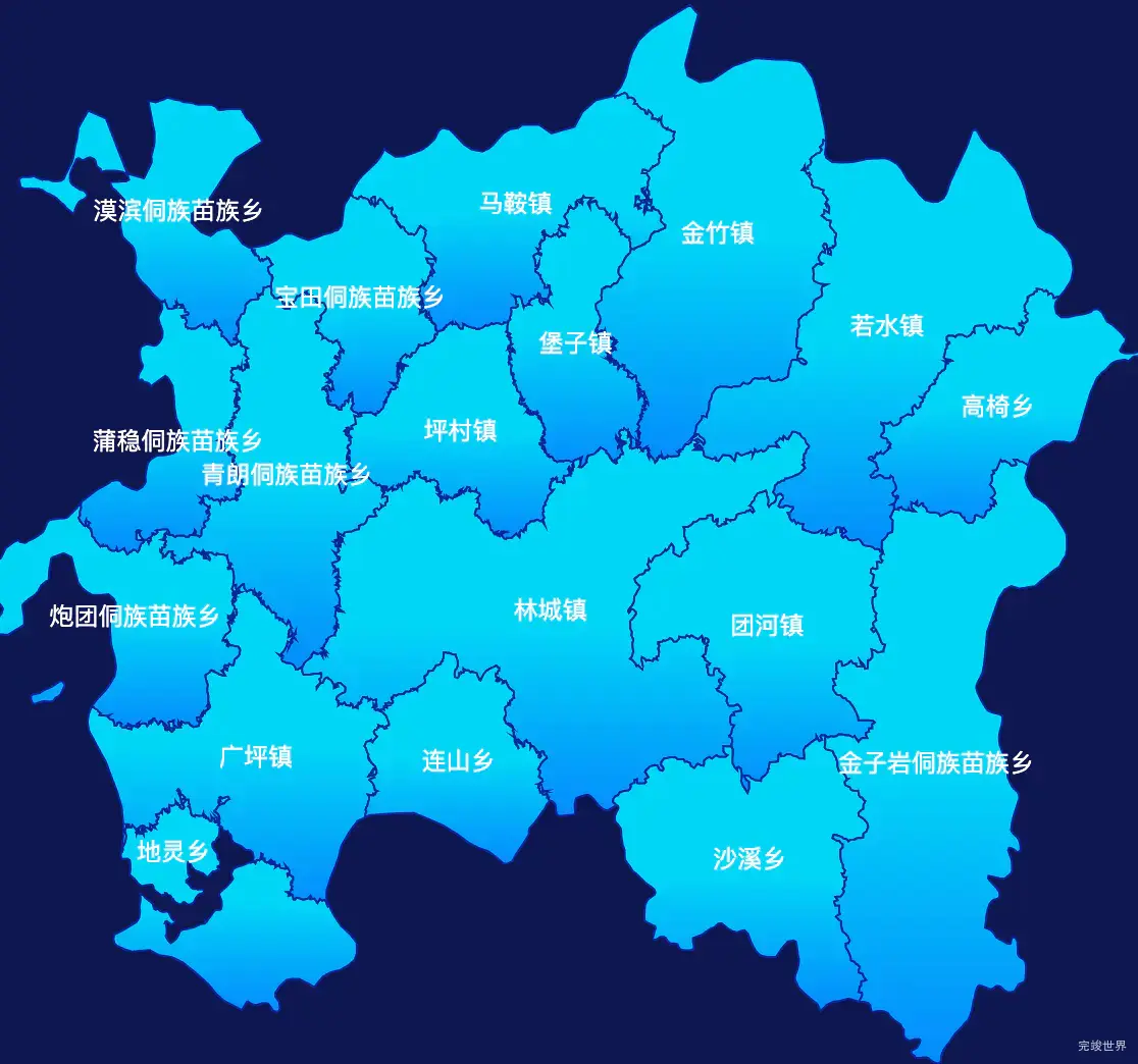 echarts怀化市会同县geoJson地图局部颜色渐变