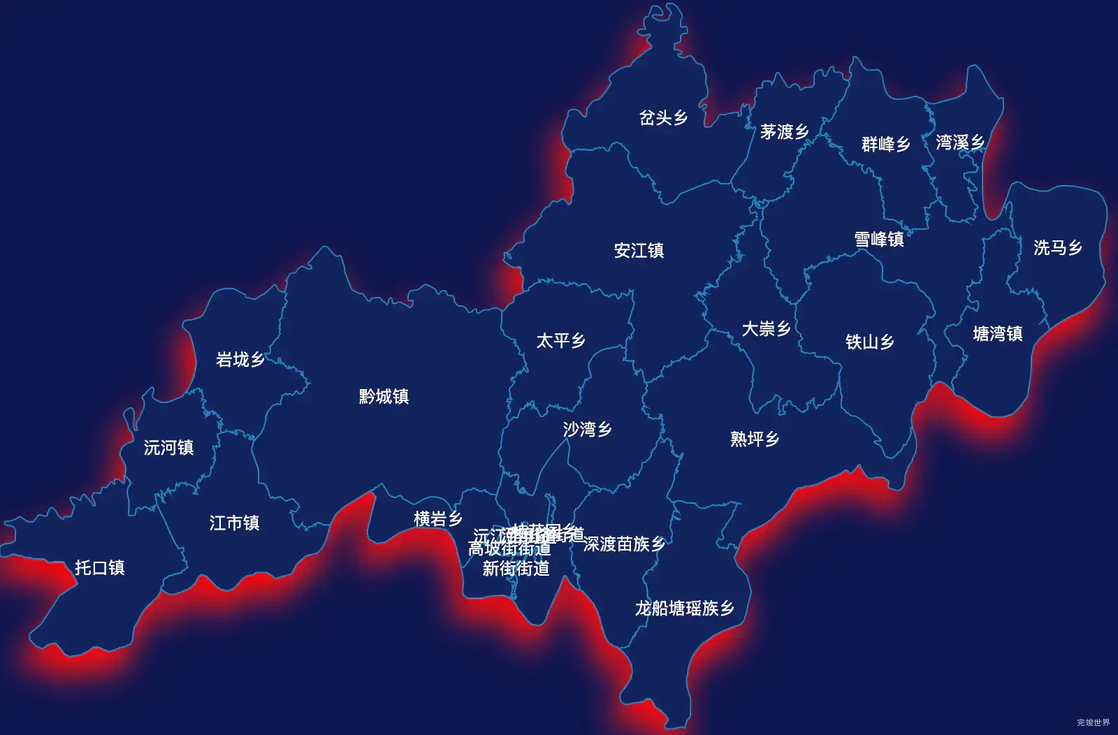 echarts怀化市洪江市geoJson地图阴影