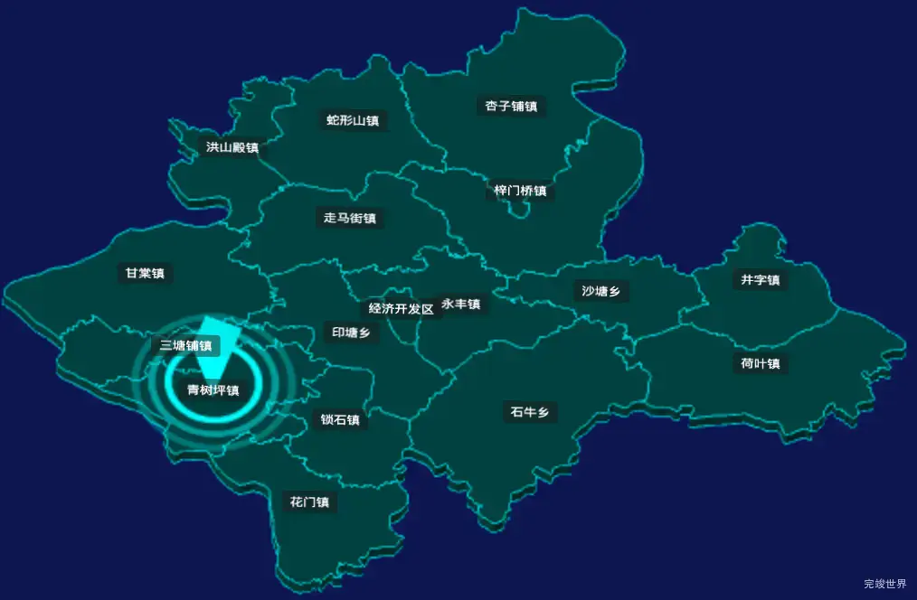 threejs娄底市双峰县geoJson地图3d地图添加旋转棱锥