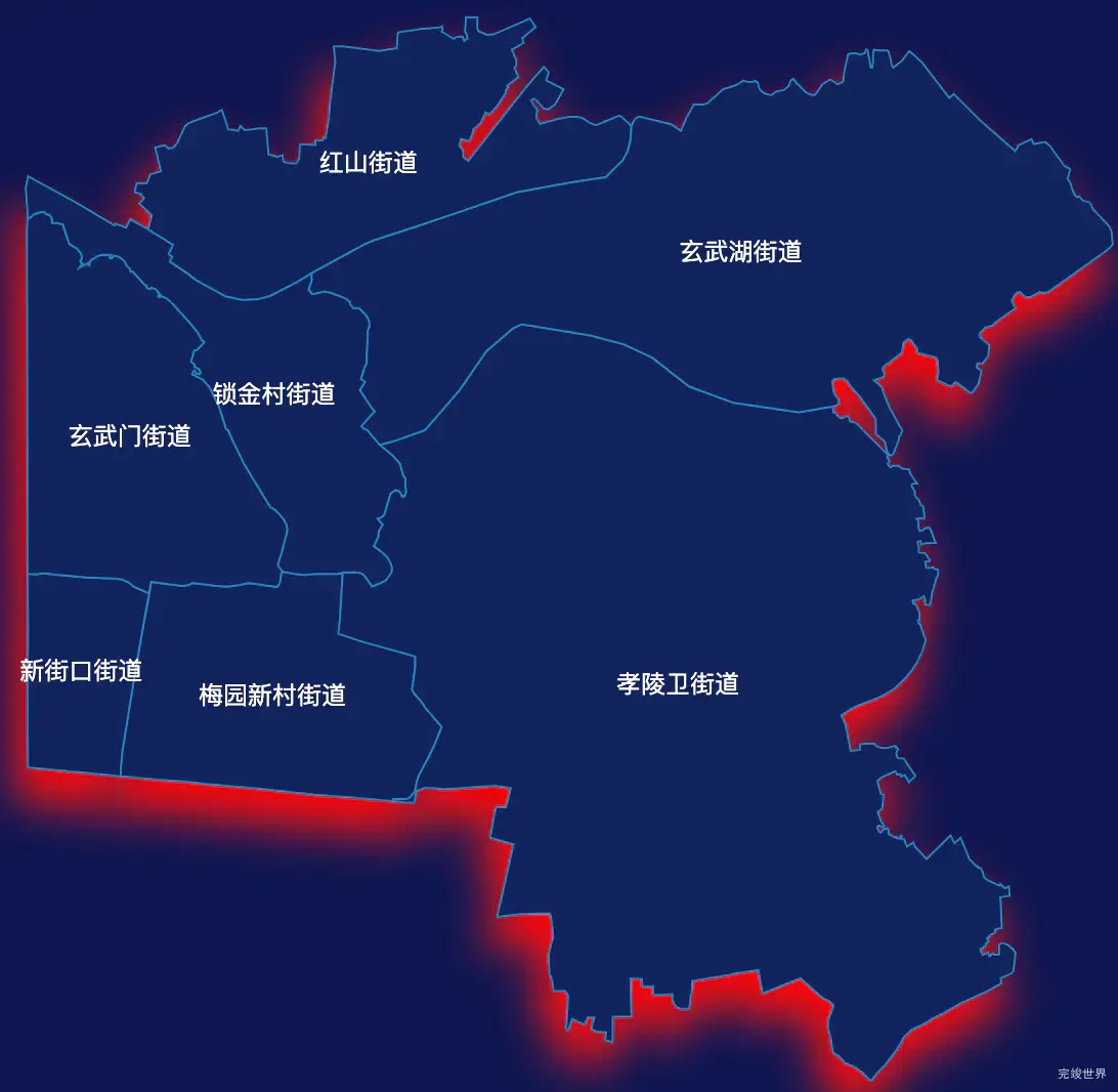 echarts南京市玄武区geoJson地图阴影