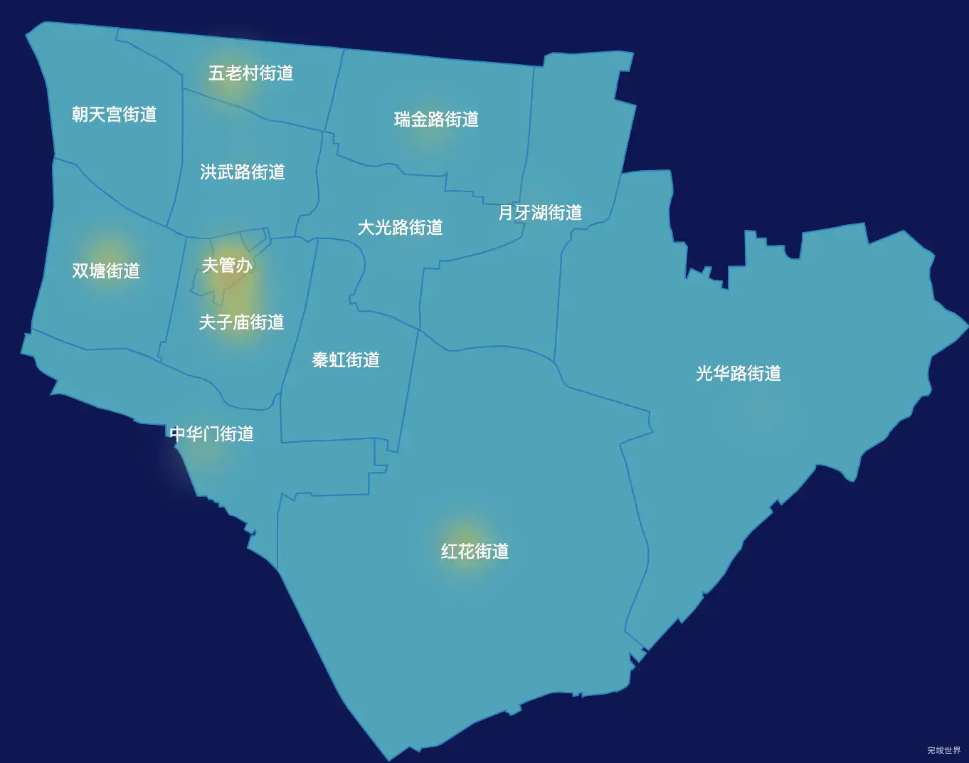 echarts南京市秦淮区geoJson地图热力图