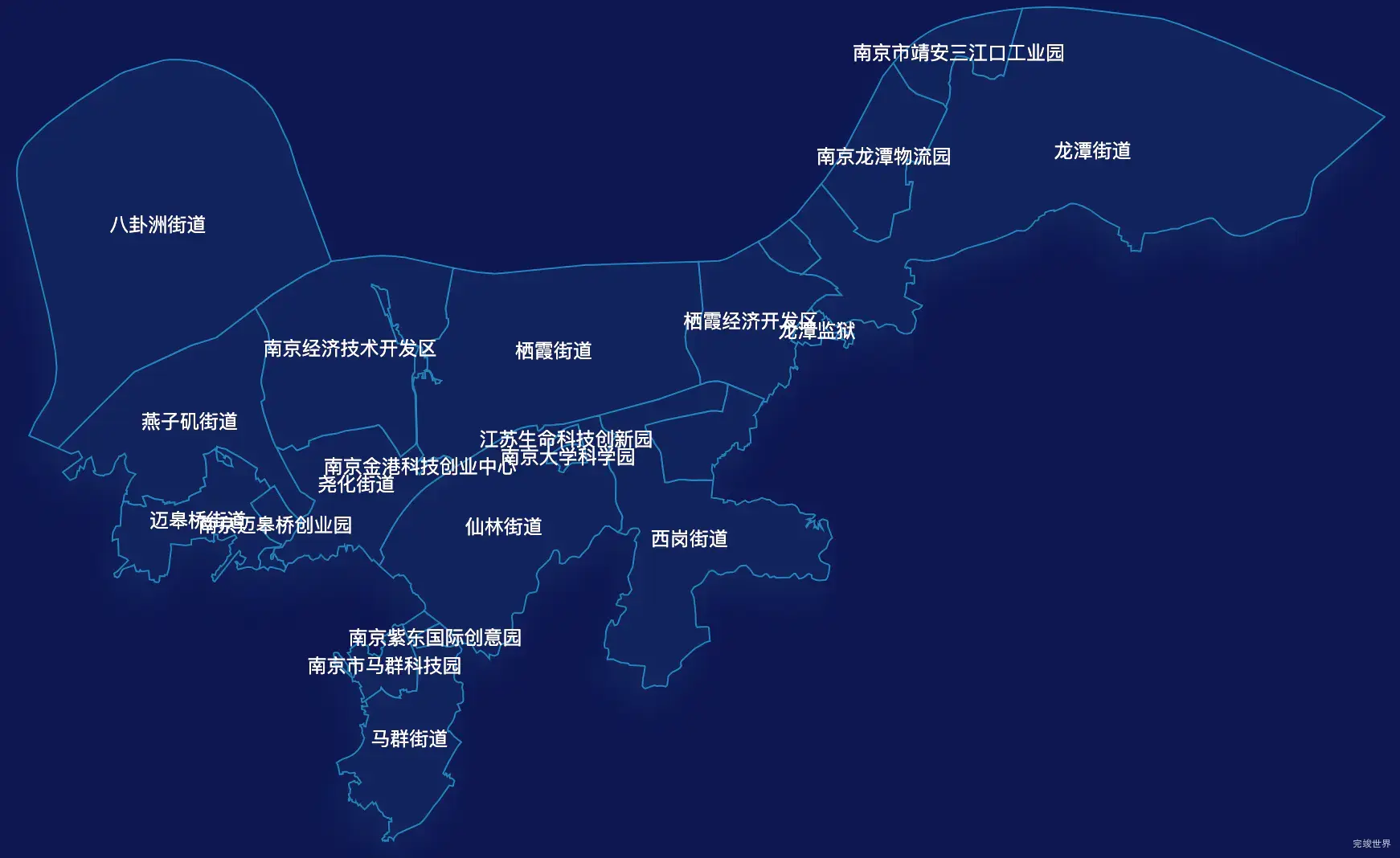 echarts南京市栖霞区geoJson地图地图下钻展示