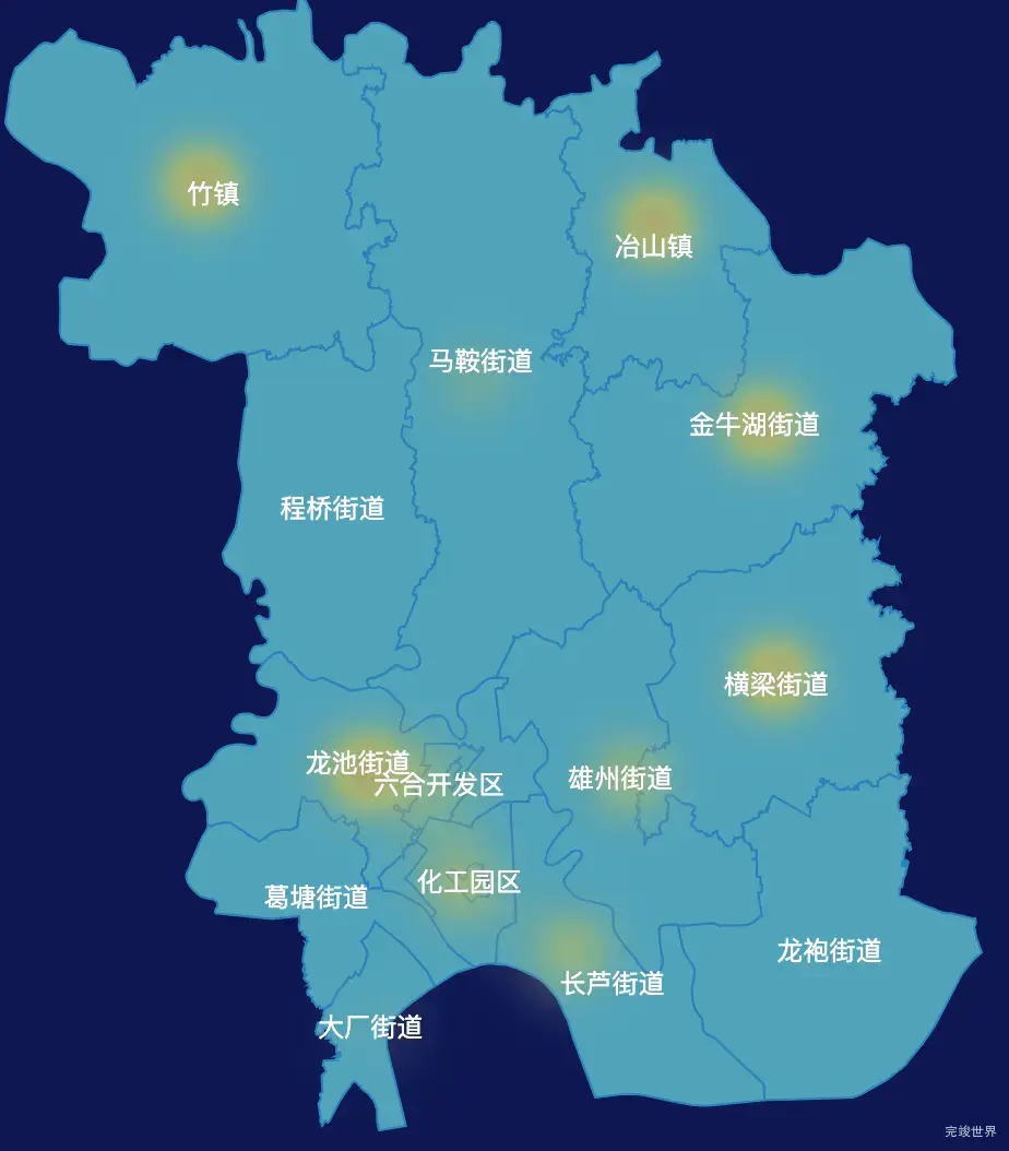 echarts南京市六合区geoJson地图热力图