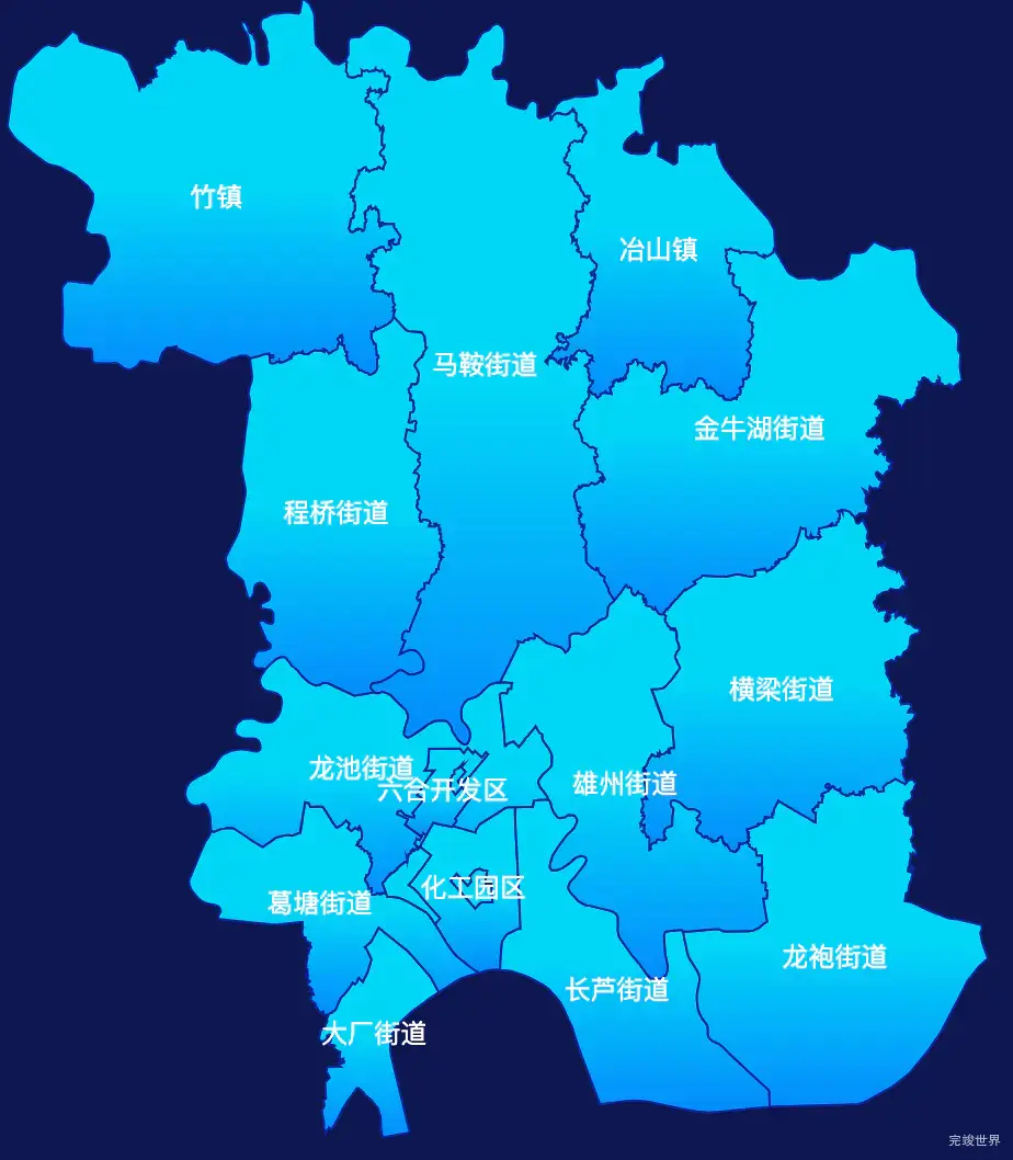 echarts南京市六合区geoJson地图局部颜色渐变