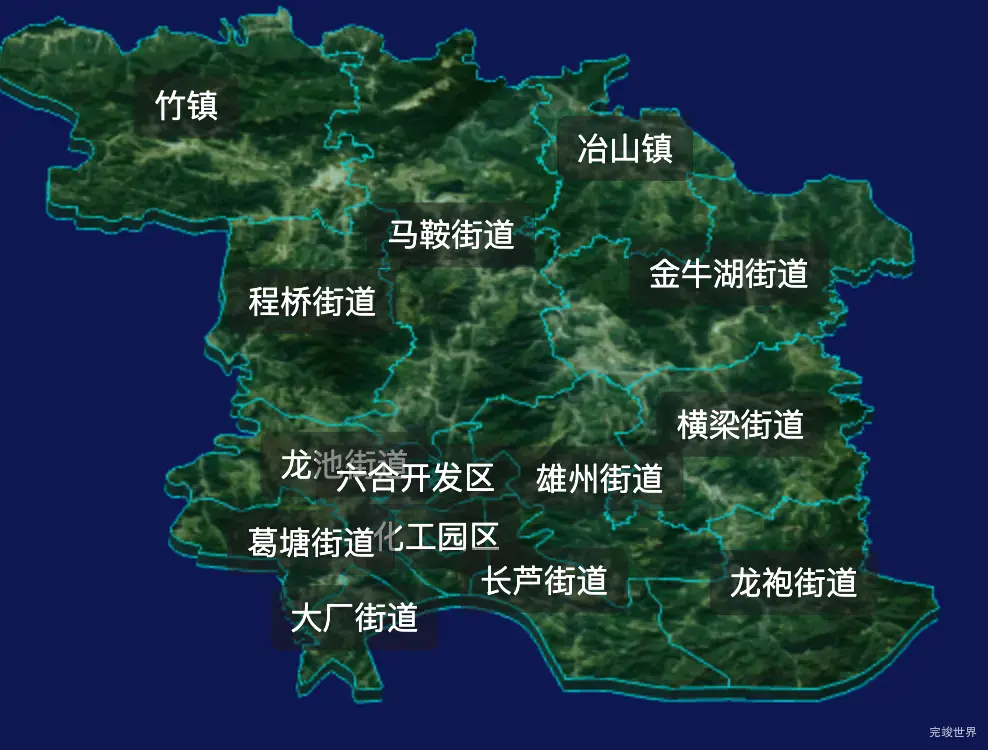 threejs南京市六合区geoJson地图3d地图自定义贴图加CSS2D标签