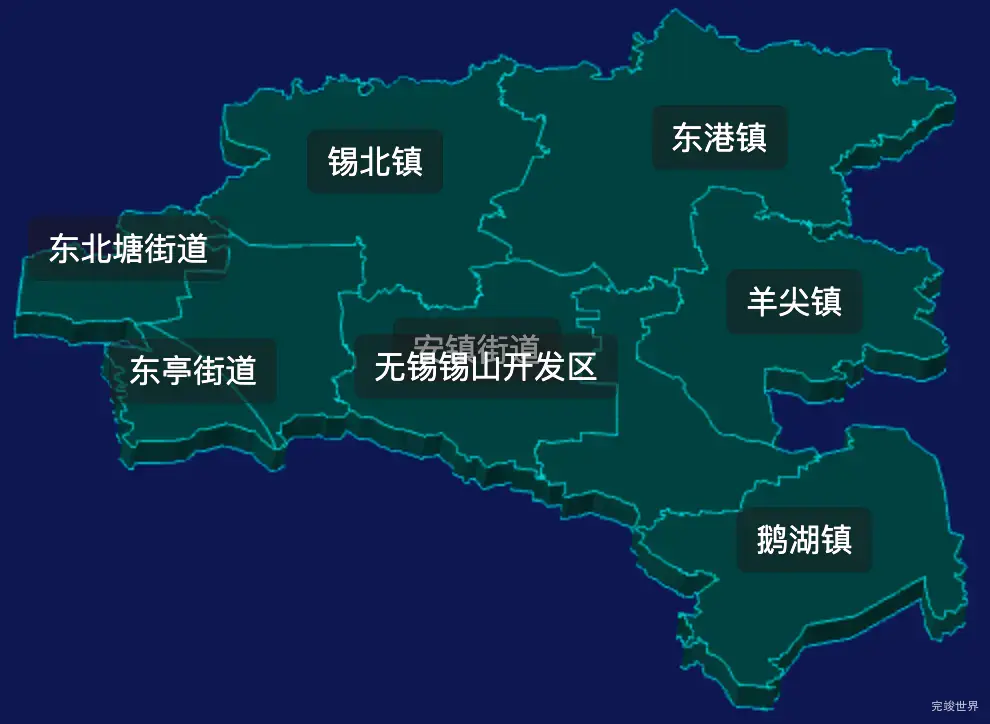 threejs无锡市锡山区geoJson地图3d地图css2d标签