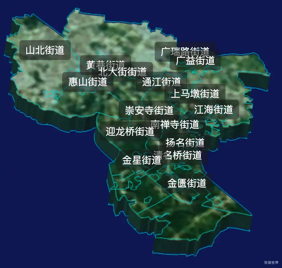 threejs无锡市梁溪区geoJson地图3d地图css2d标签