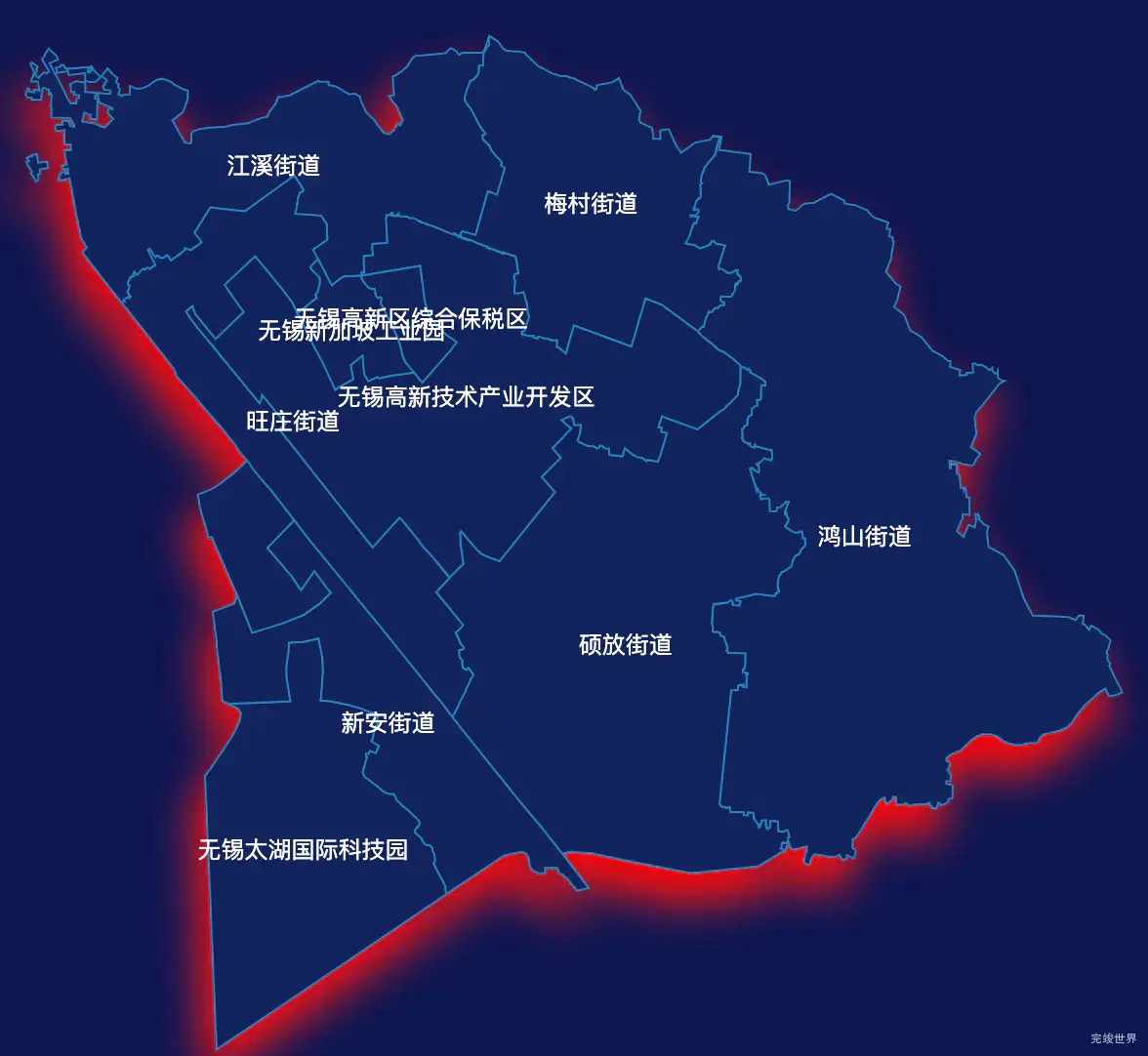 echarts无锡市新吴区geoJson地图阴影