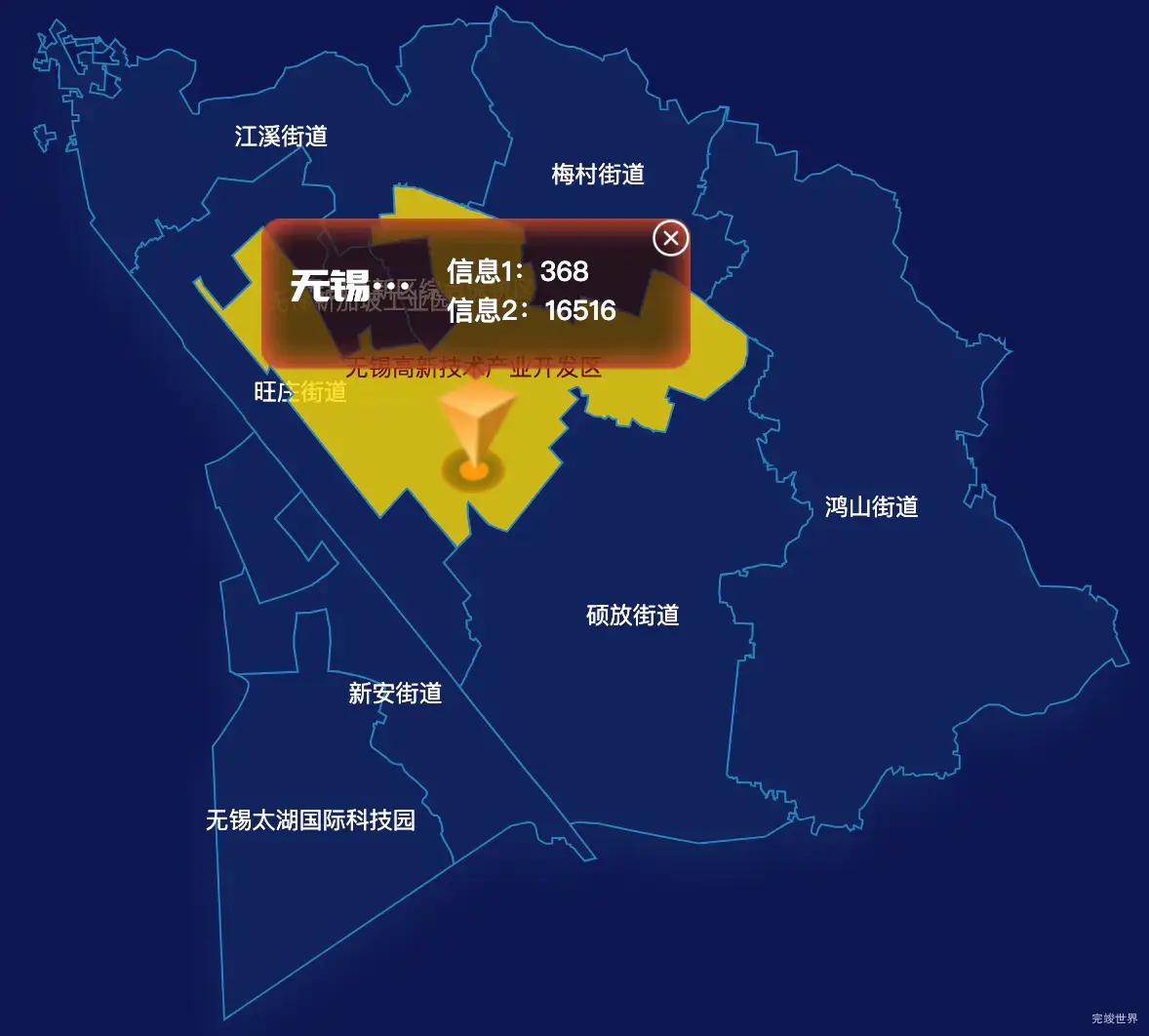 echarts无锡市新吴区geoJson地图点击弹出自定义弹窗