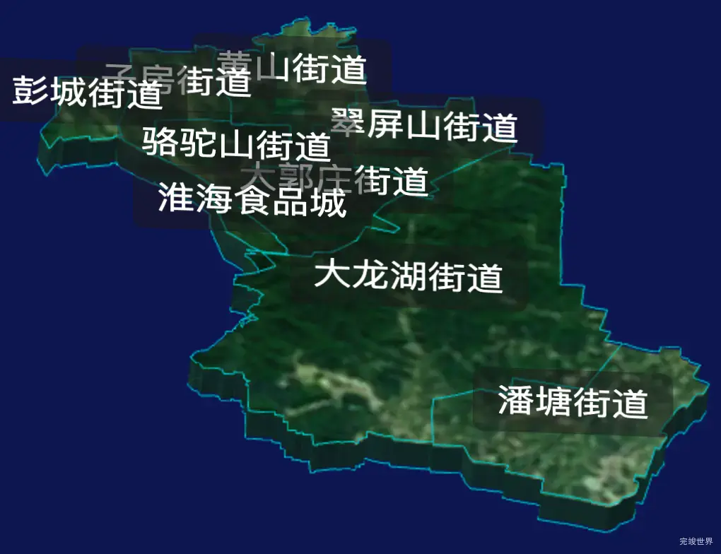 threejs徐州市云龙区geoJson地图3d地图CSS3D标签