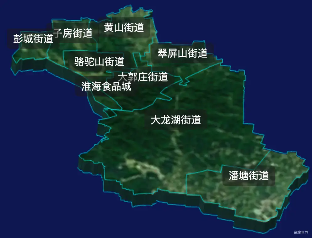 threejs徐州市云龙区geoJson地图3d地图自定义贴图加CSS2D标签