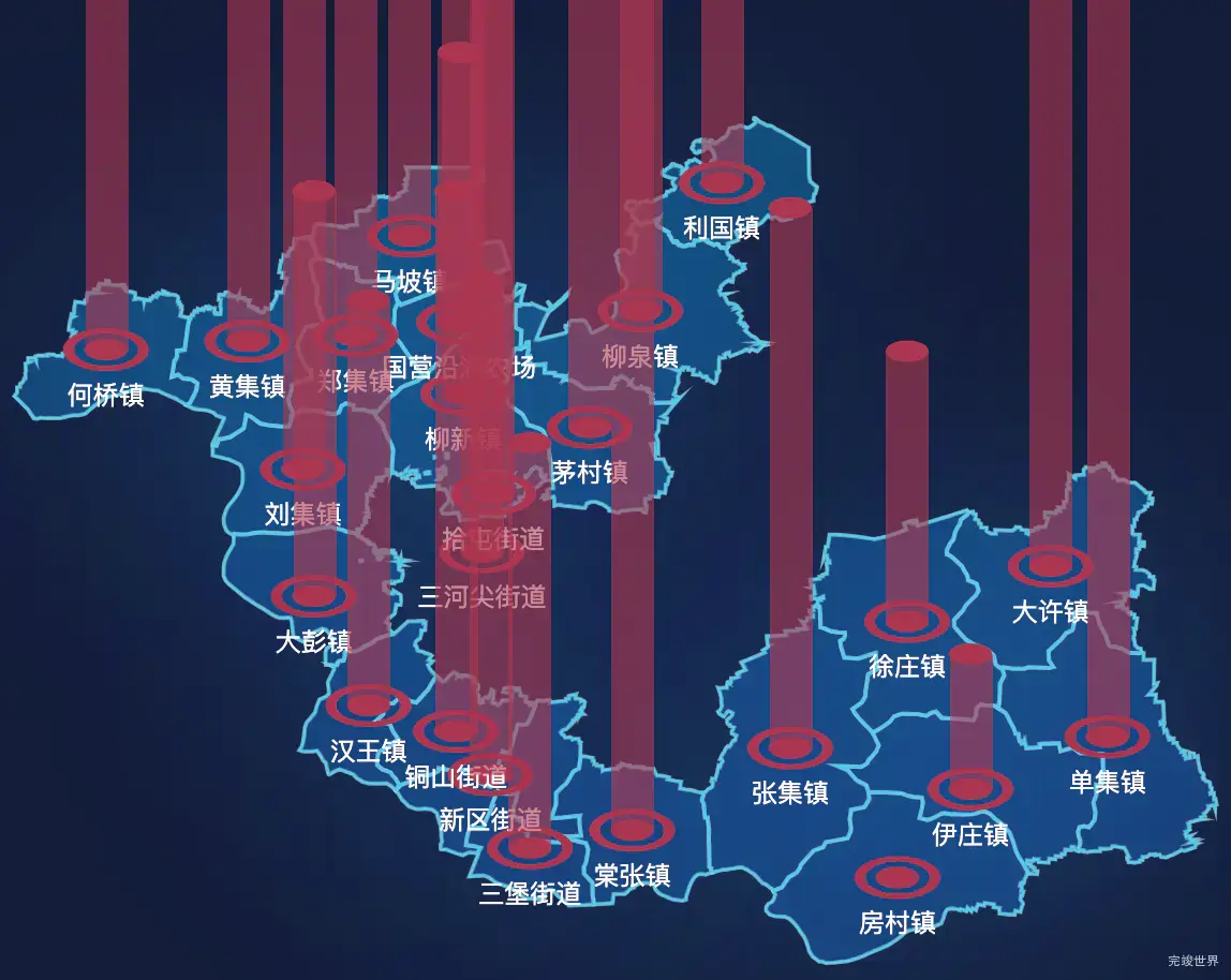 echarts徐州市铜山区geoJson地图添加柱状图