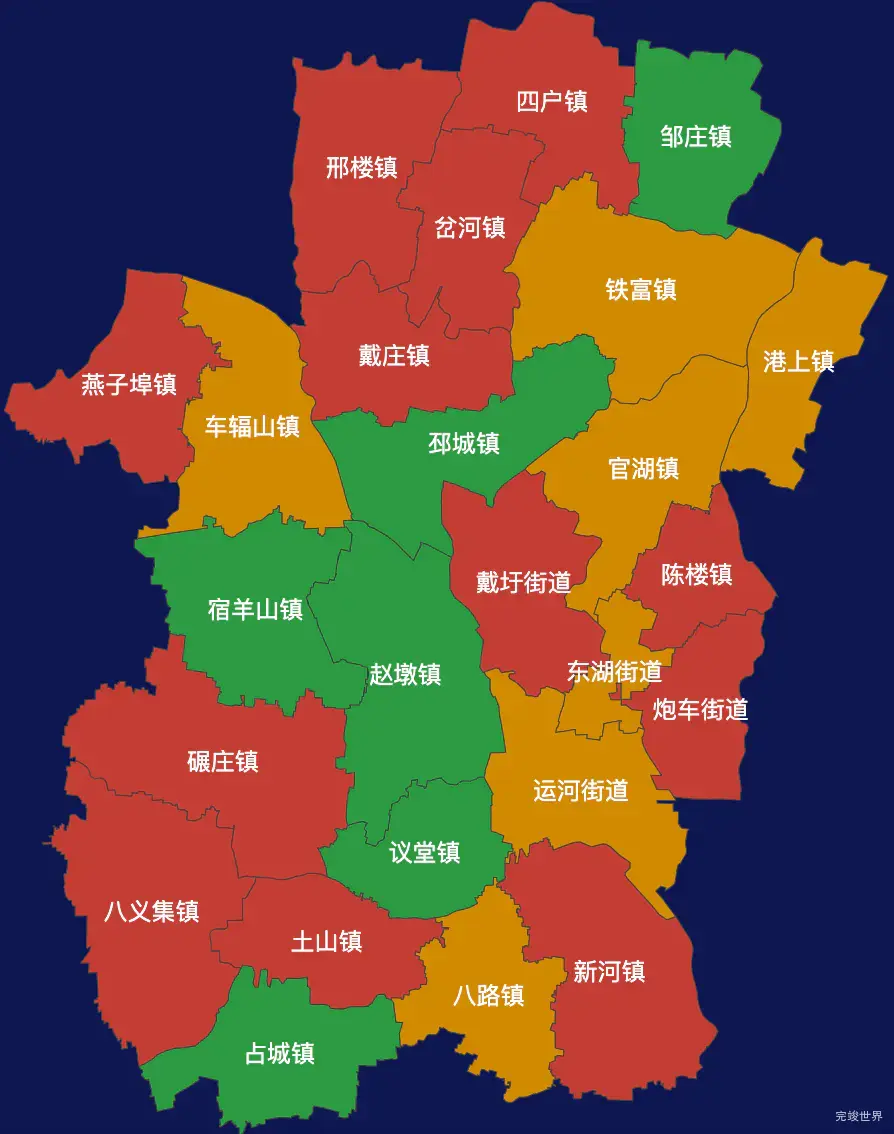 echarts徐州市邳州市geoJson地图定义颜色