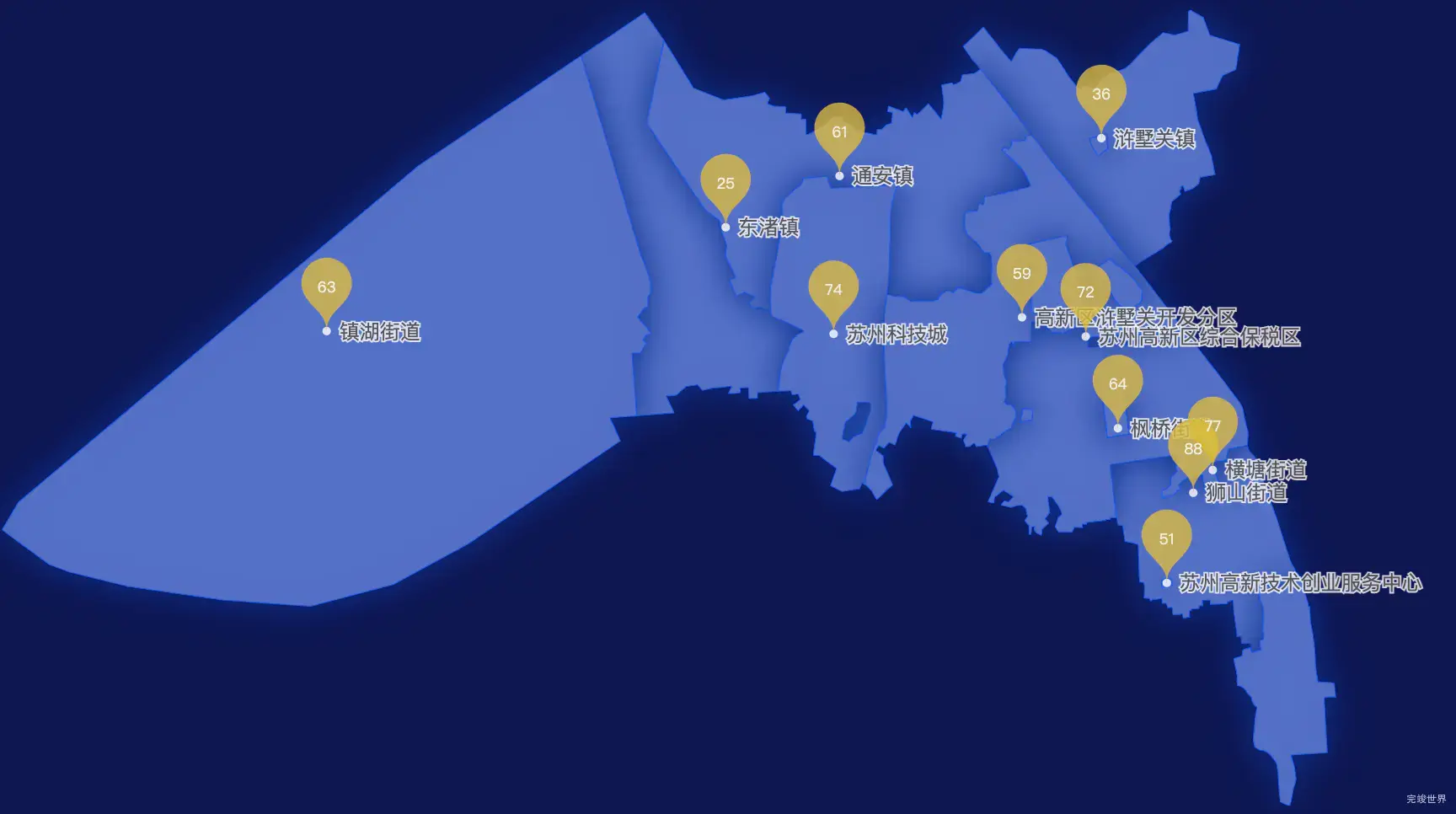 echarts苏州市虎丘区geoJson地图水滴状气泡图