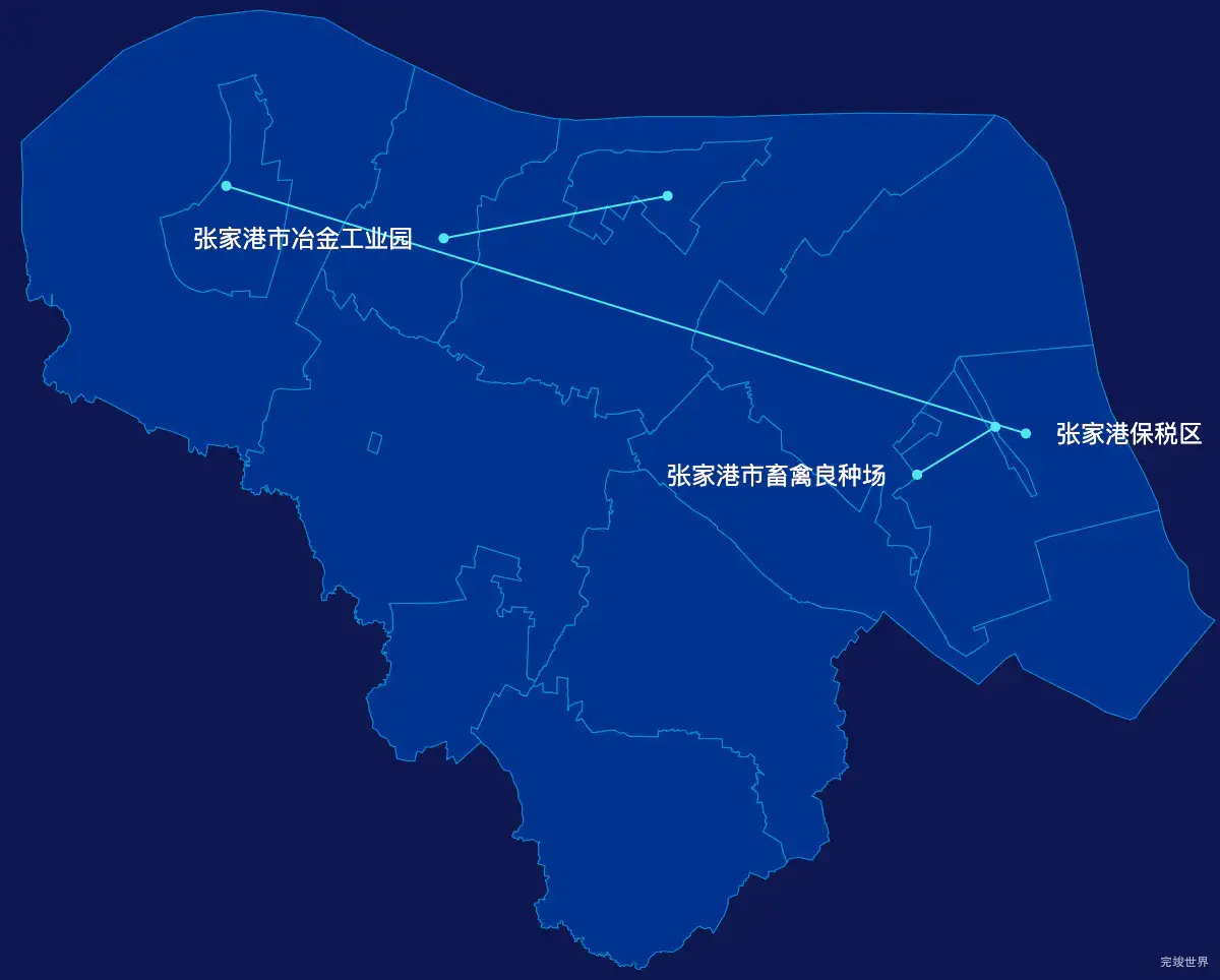 echarts苏州市张家港市geoJson地图自定义引导线