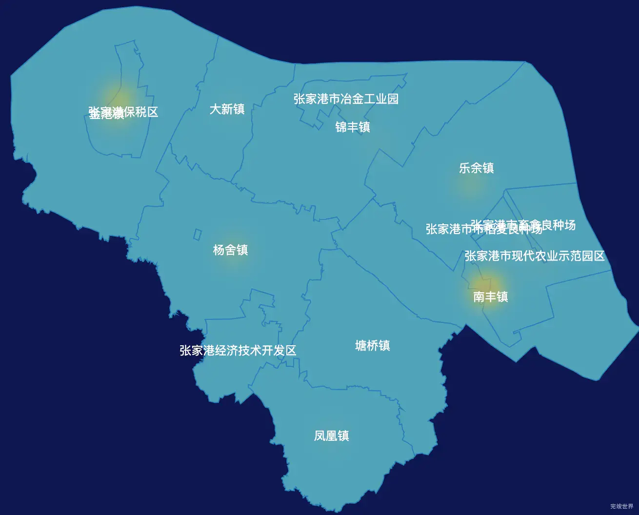 echarts苏州市张家港市geoJson地图热力图