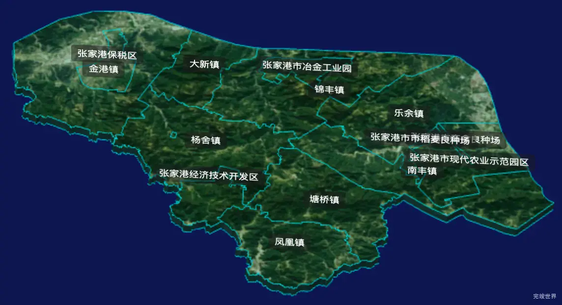 threejs苏州市张家港市geoJson地图3d地图自定义贴图加CSS3D标签