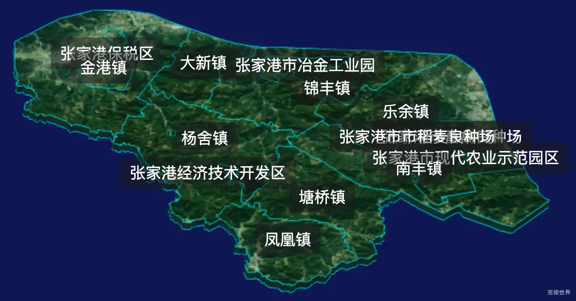 threejs苏州市张家港市geoJson地图3d地图css2d标签