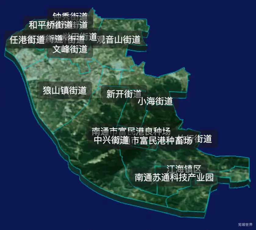  threejs南通市崇川区geoJson地图3d地图自定义贴图加CSS2D标签