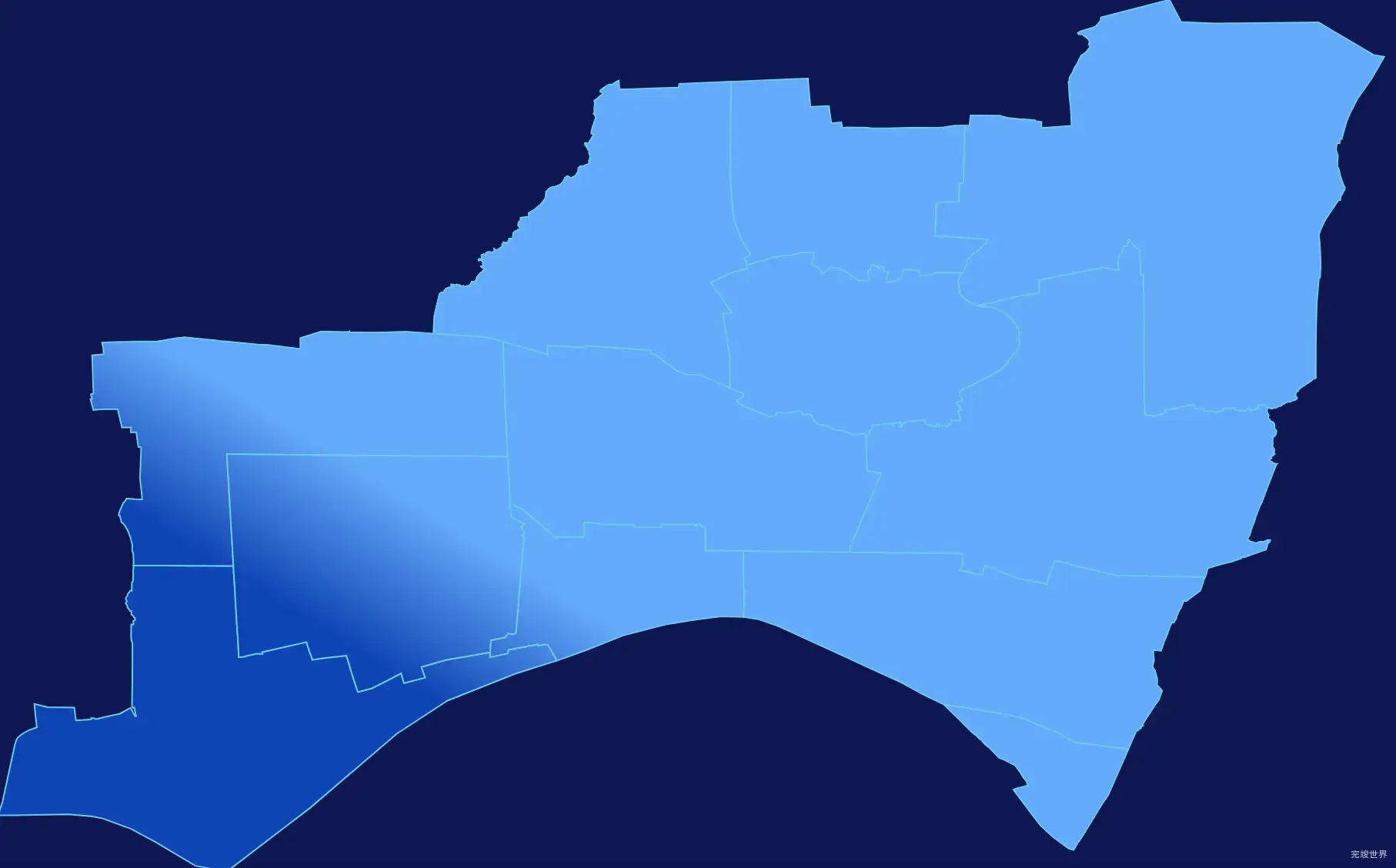 echarts南通市海门区geoJson地图全局颜色渐变