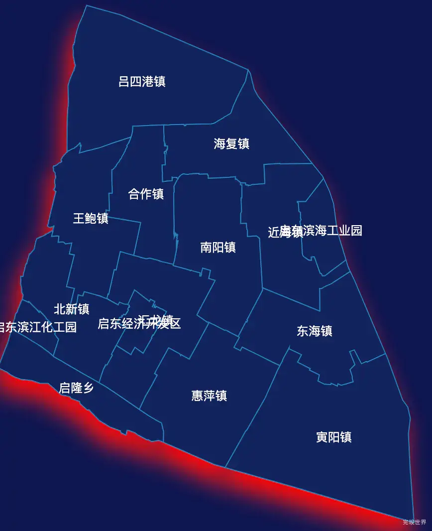 echarts南通市启东市geoJson地图阴影