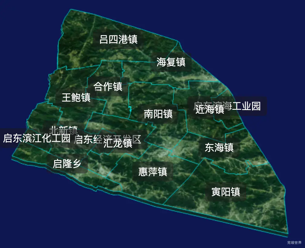 threejs南通市启东市geoJson地图3d地图自定义贴图加CSS2D标签