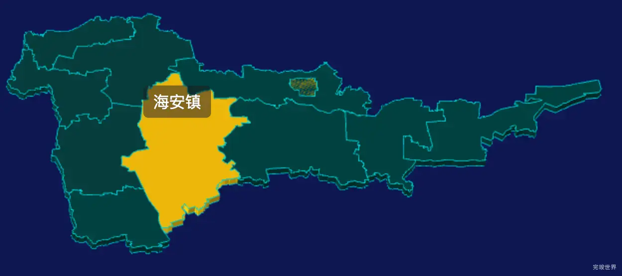 threejs南通市海安市geoJson地图3d地图指定区域闪烁