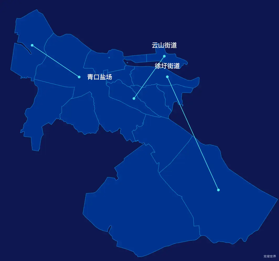 echarts连云港市连云区geoJson地图自定义引导线