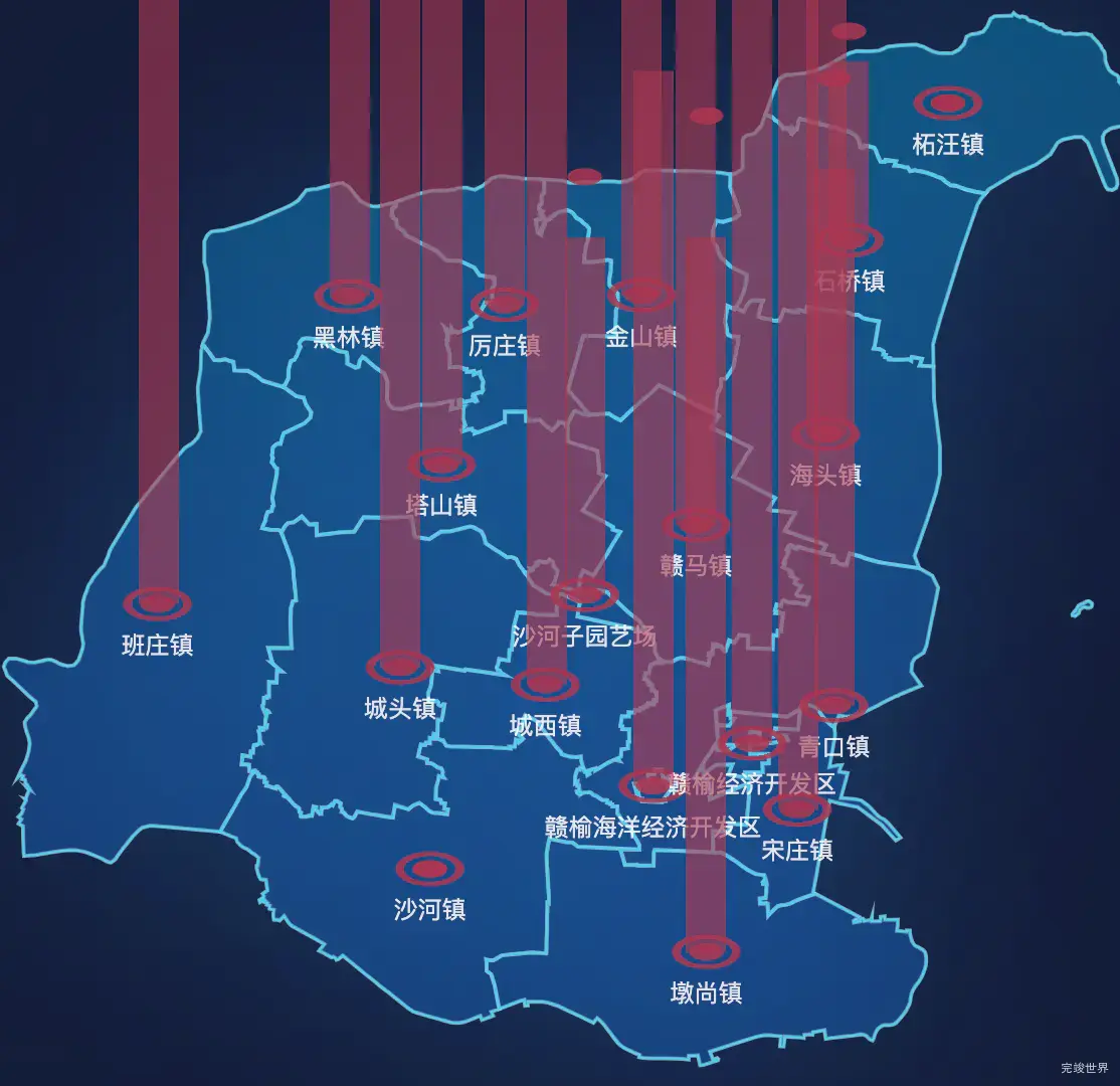 echarts连云港市赣榆区geoJson地图添加柱状图