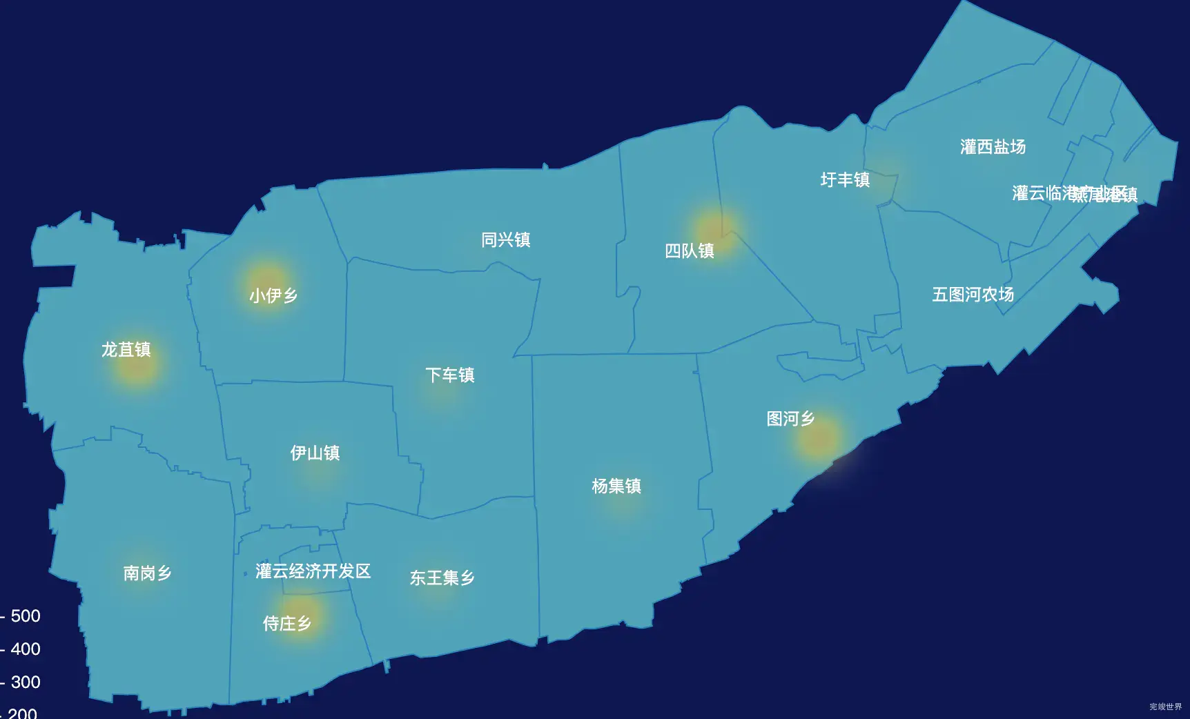 echarts连云港市灌云县geoJson地图热力图