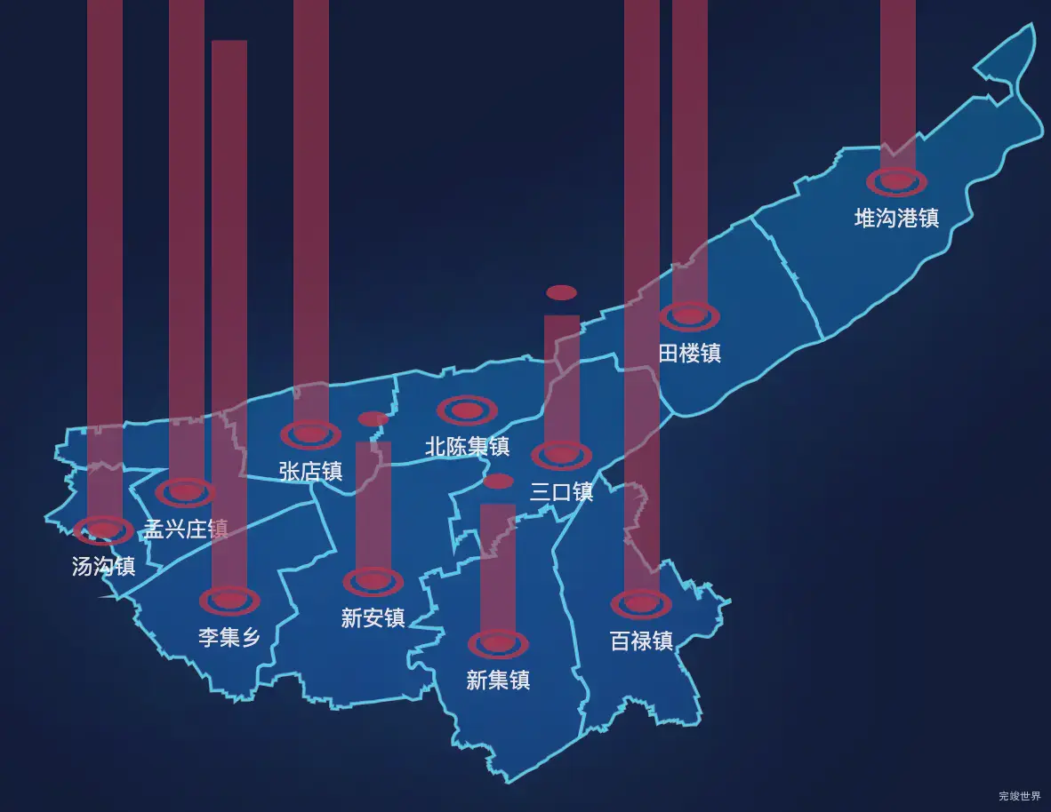 echarts连云港市灌南县geoJson地图添加柱状图