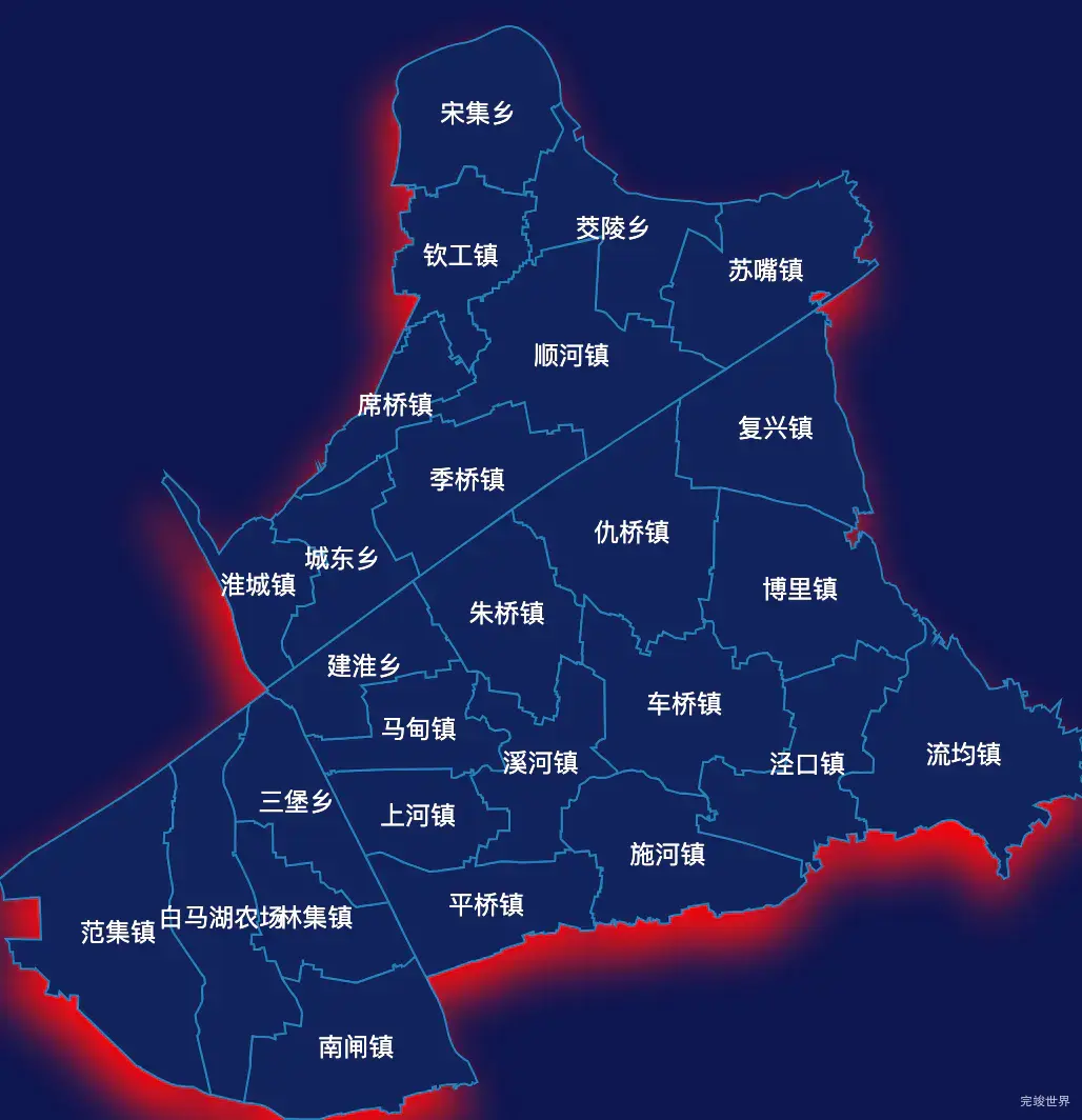 echarts淮安市淮安区geoJson地图阴影