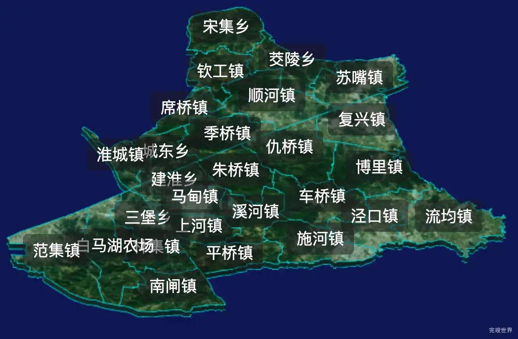 threejs淮安市淮安区geoJson地图3d地图