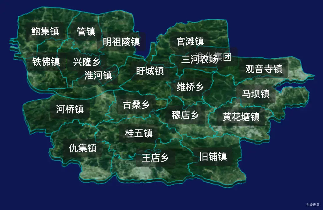 threejs淮安市盱眙县geoJson地图3d地图自定义贴图加CSS2D标签