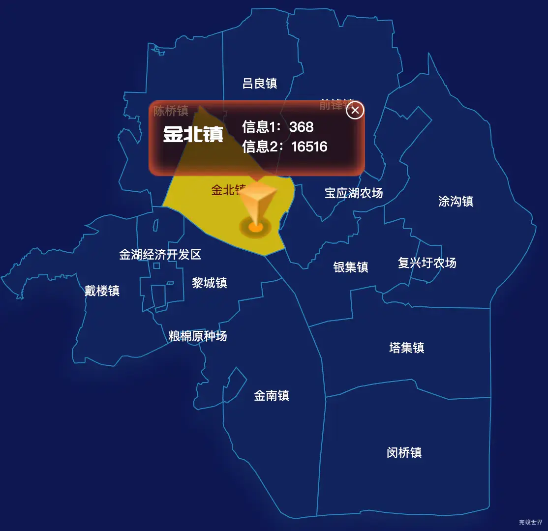 echarts淮安市金湖县geoJson地图点击弹出自定义弹窗