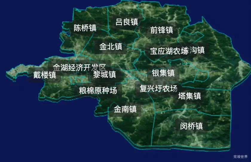 threejs淮安市金湖县geoJson地图3d地图