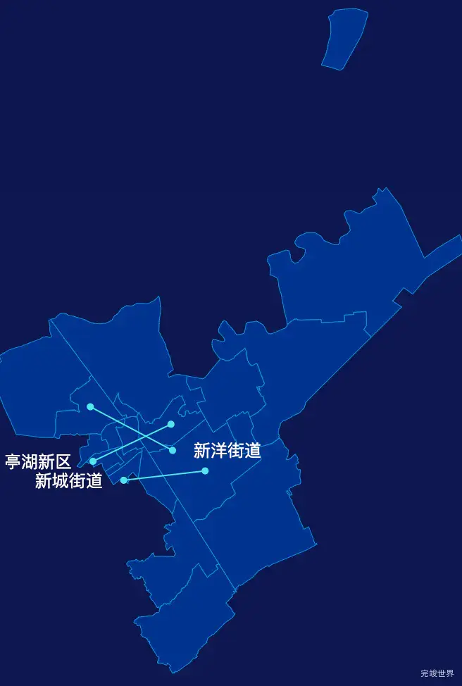 echarts盐城市亭湖区geoJson地图自定义引导线