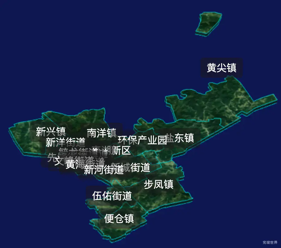 threejs盐城市亭湖区geoJson地图3d地图css2d标签