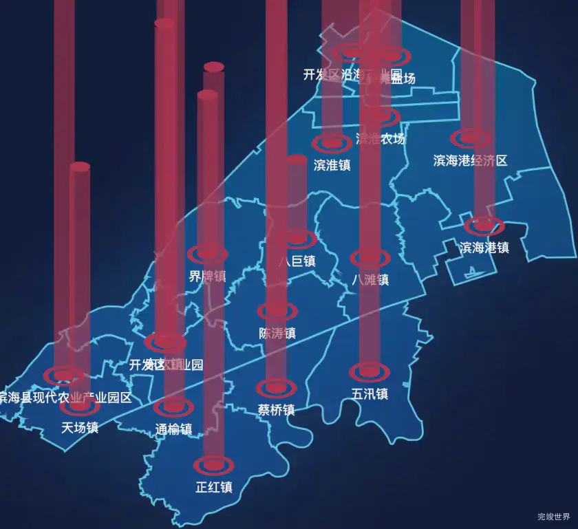 echarts盐城市滨海县geoJson地图添加柱状图