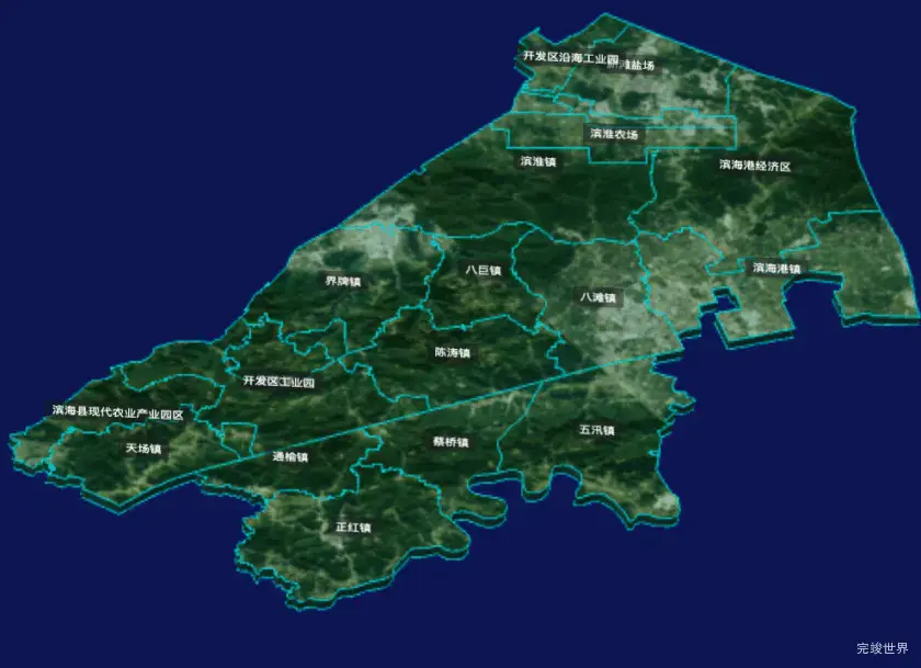 threejs盐城市滨海县geoJson地图3d地图css2d标签