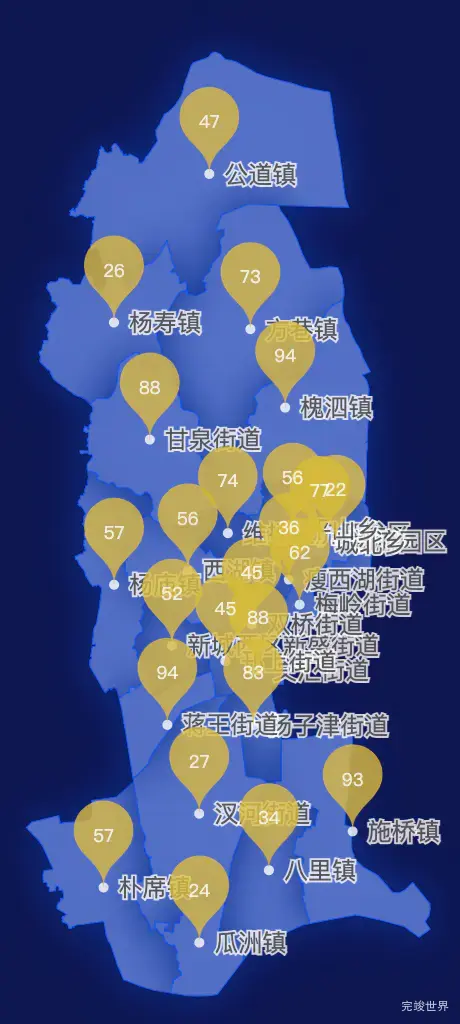 echarts扬州市邗江区geoJson地图水滴状气泡图
