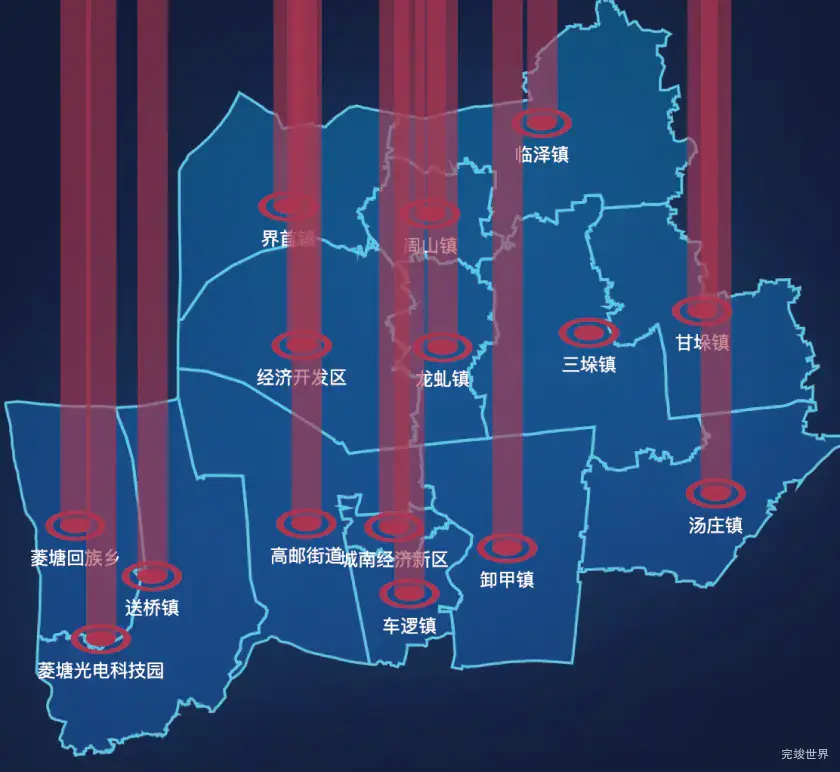 echarts扬州市高邮市geoJson地图添加柱状图