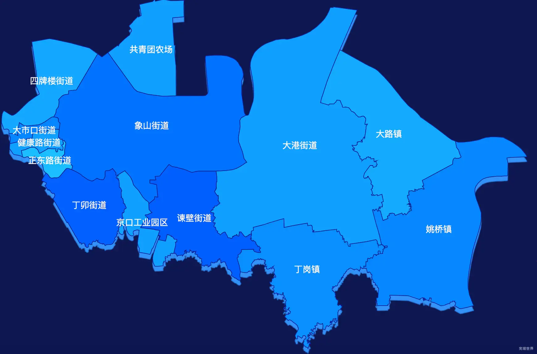 echarts镇江市京口区geoJson地图 visualMap控制地图颜色