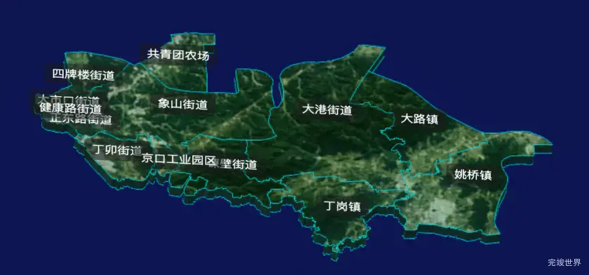 threejs镇江市京口区geoJson地图3d地图自定义贴图加CSS3D标签