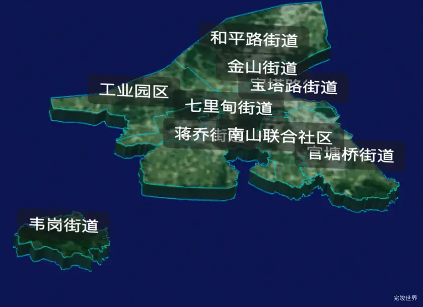 threejs镇江市润州区geoJson地图3d地图CSS3D标签